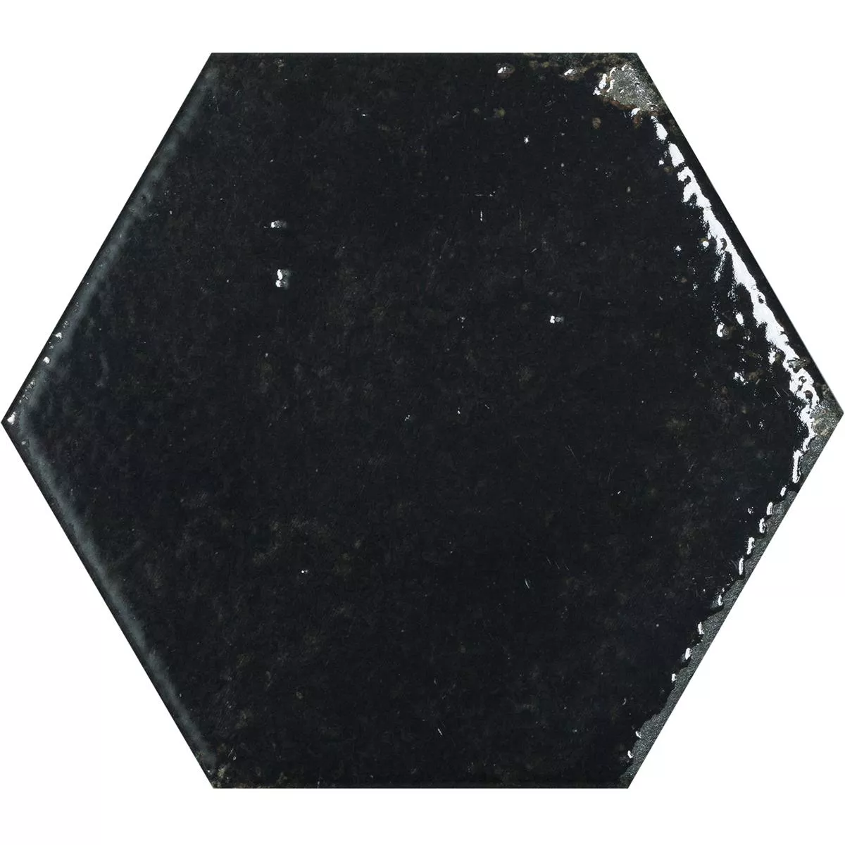 Carrelage Mural Lara Brillant Ondulé 13x15cm Hexagone Noir