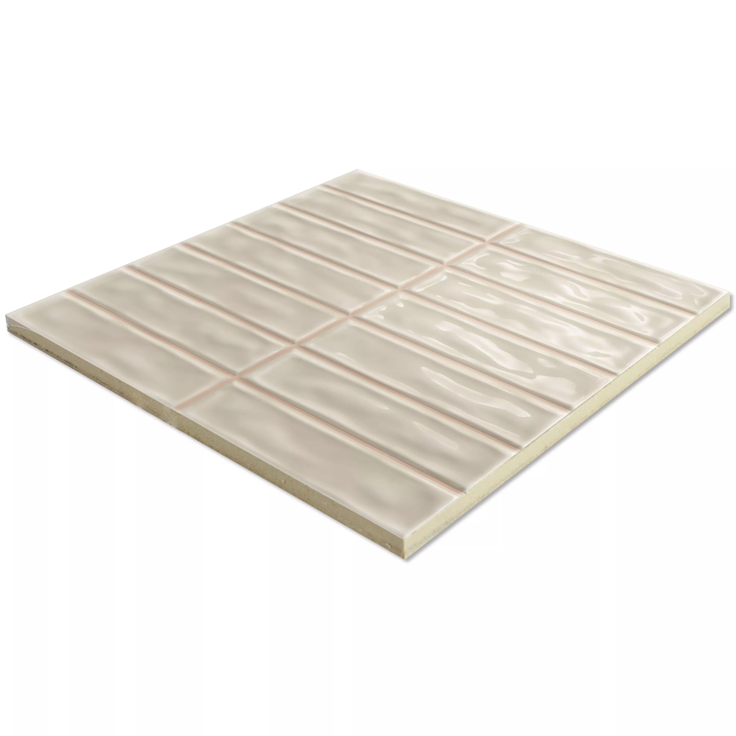 Carrelage Mural Verbania Bâtonnet Brillant Ondulé Beige 20x20cm