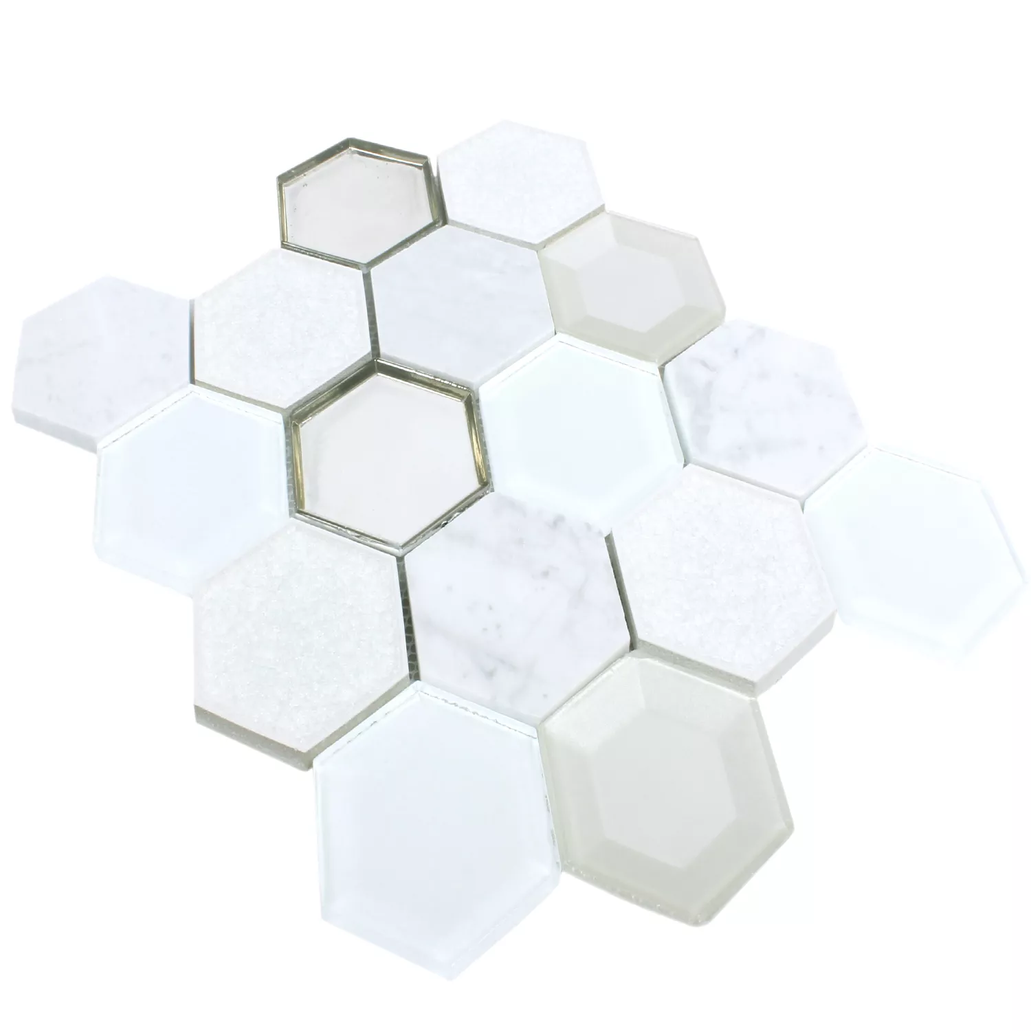 Mosaïque Concrete Verre Pierre Naturelle 3D Blanc