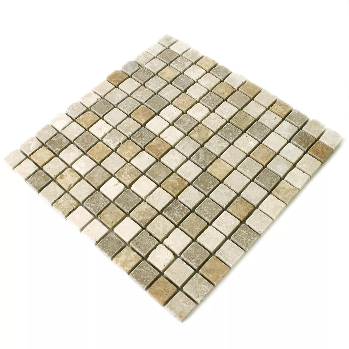 Échantillon Mosaïque Travertin Brun Beige Rouge