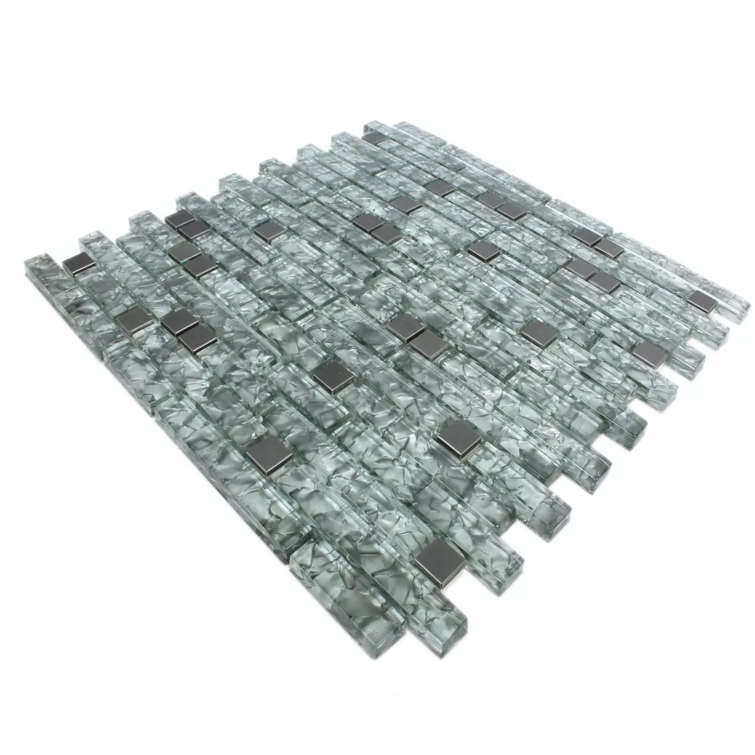 Échantillon Carrelage Mosaïque Zaide Acier Inoxydable Verre Mix Gris