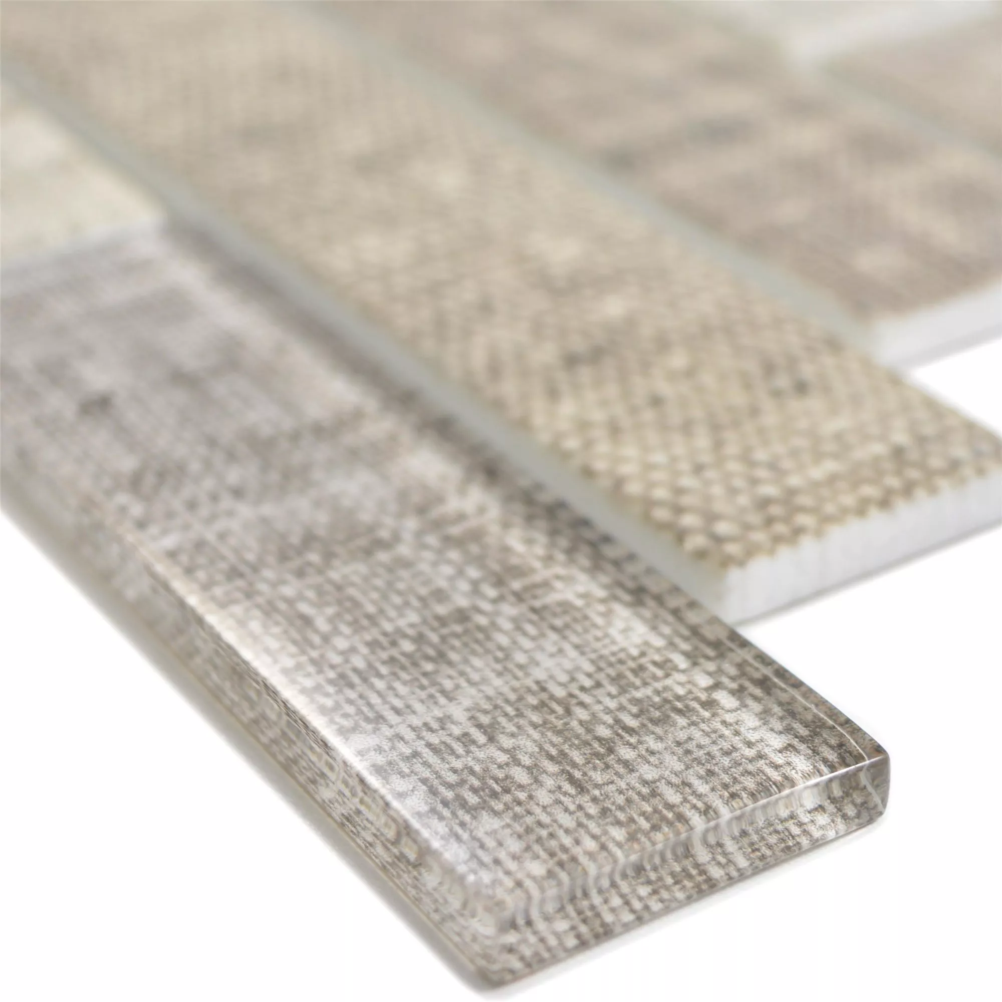 Échantillon Mosaïque En Verre Carrelage Lyonel Textile Optique Brick Beige