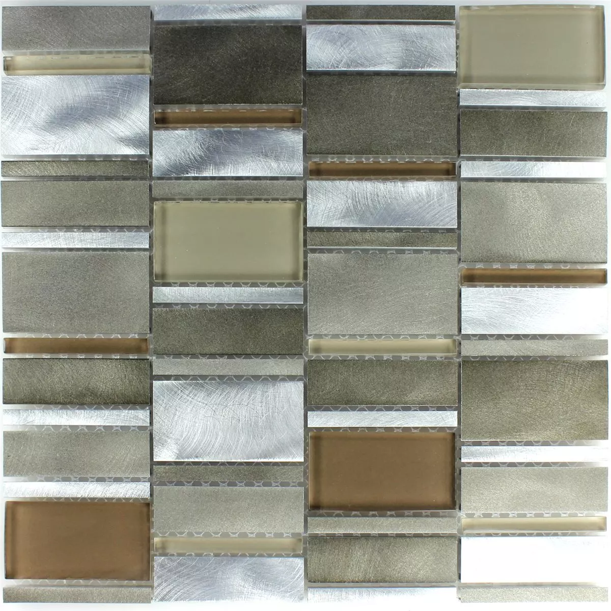 Mosaïque Verre Aluminium Brun Beige