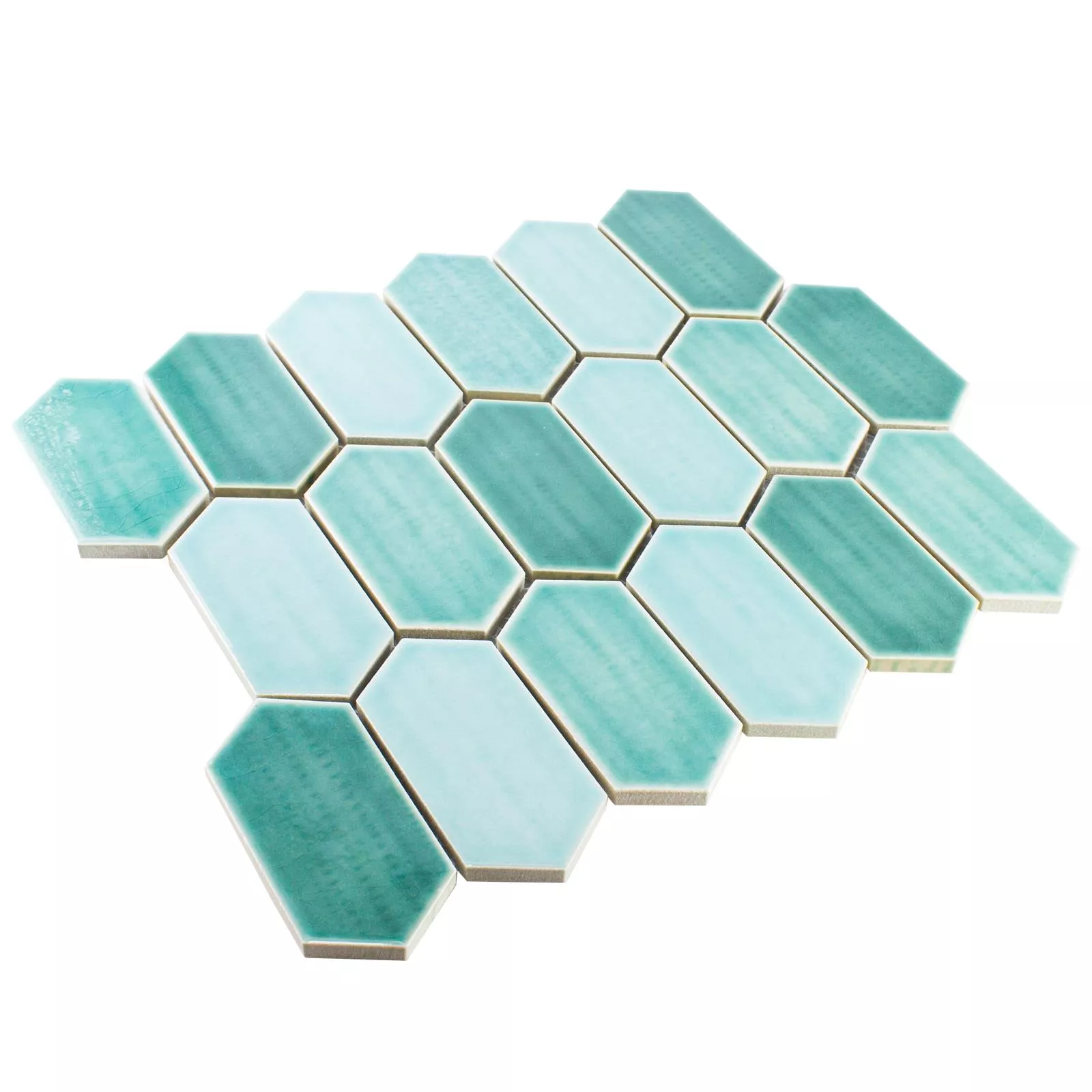 Céramique Mosaïque Carrelage McCook Hexagone Long Turquoise Vert