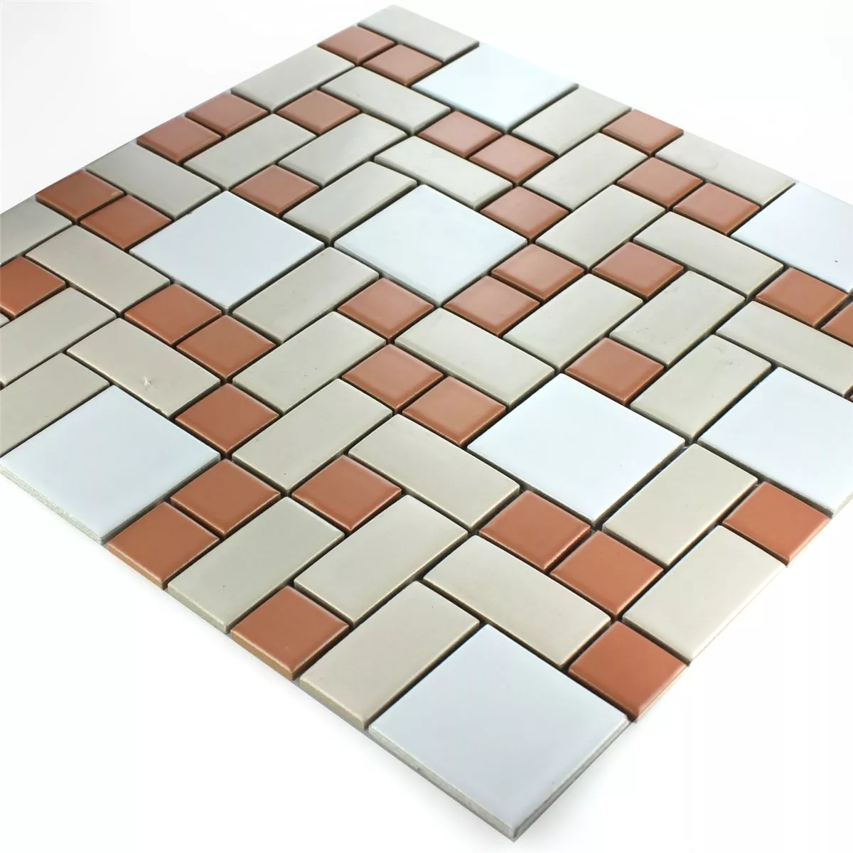 Échantillon Mosaïque Céramique Blanc Beige Terracotta Mix