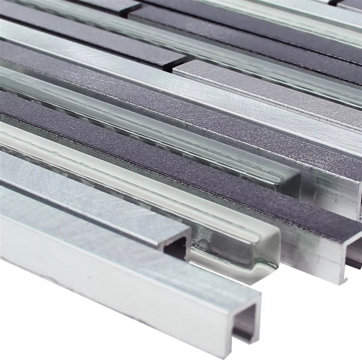 Verre Métal Mosaïque Carrelage Freeway Noir Argent Verre Métal Mosaïque Carrelage Freeway Noir Argent