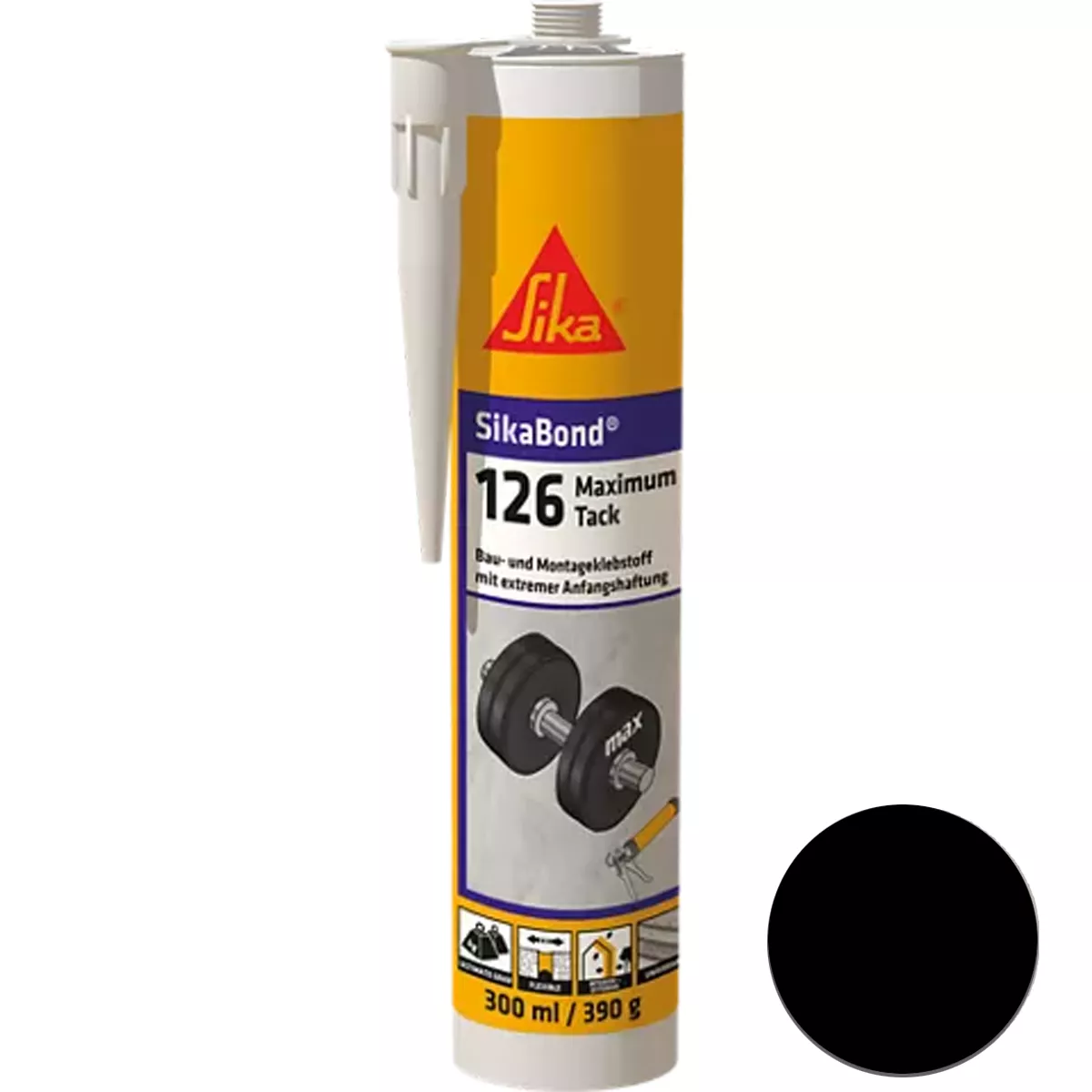 Sikabond-126 Adhésif Élastique Maximum Tack Noir 300 ml Sikabond-126 Adhésif Élastique Maximum Tack Noir 300 ml
