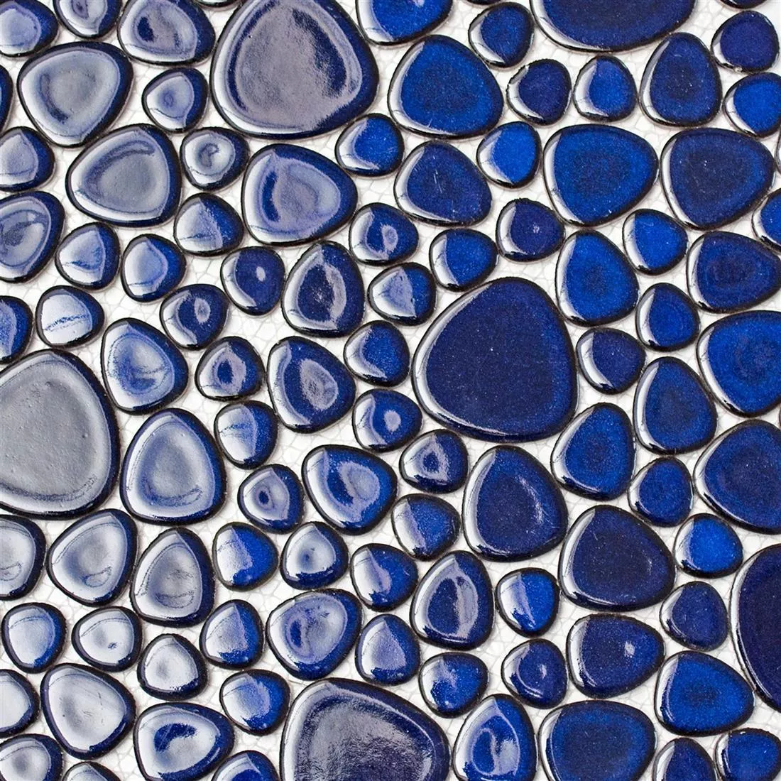 Échantillon Mosaïque Céramique Galets Optique Bleu Foncé