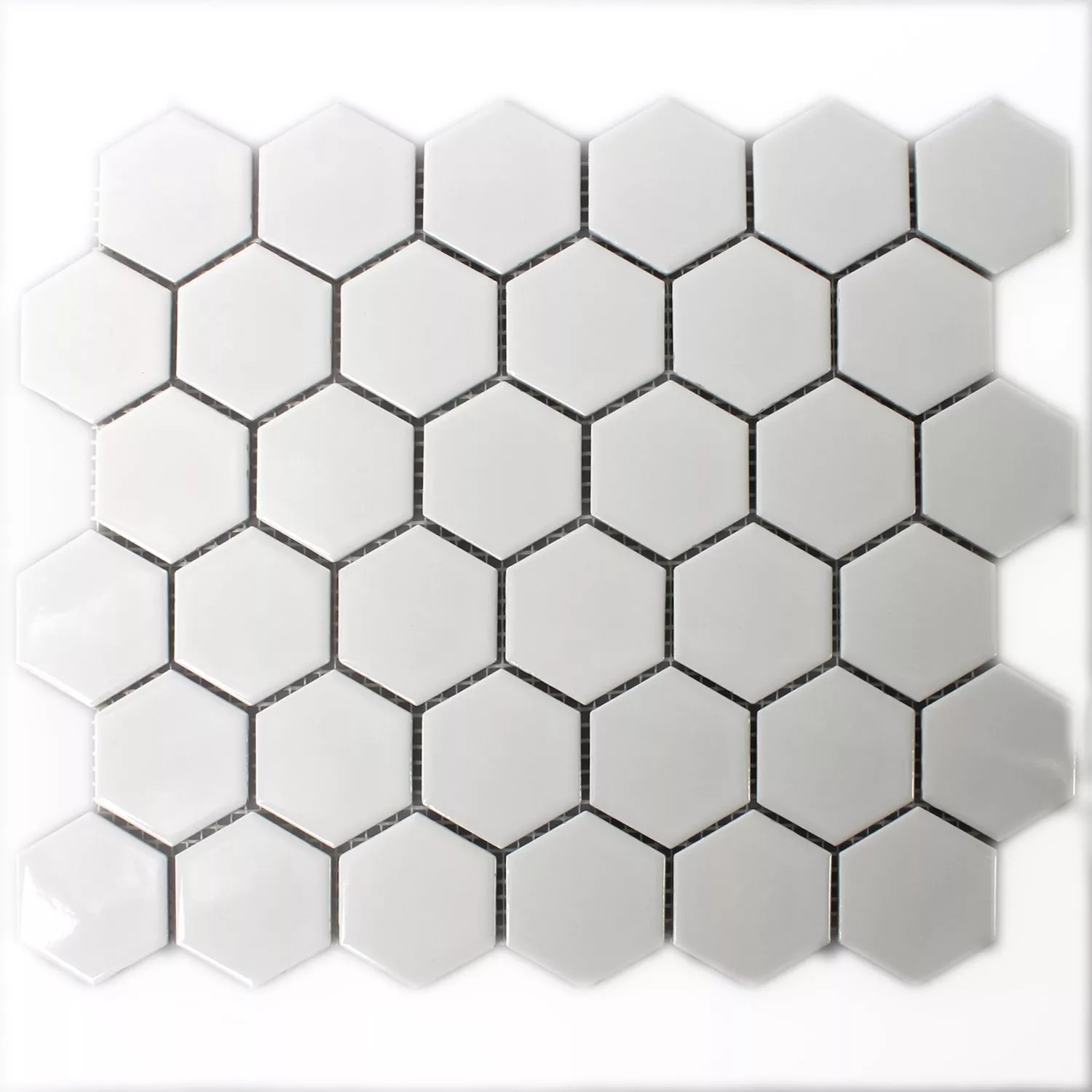 Échantillon Mosaïque Céramique Hexagone Blanc Mat
