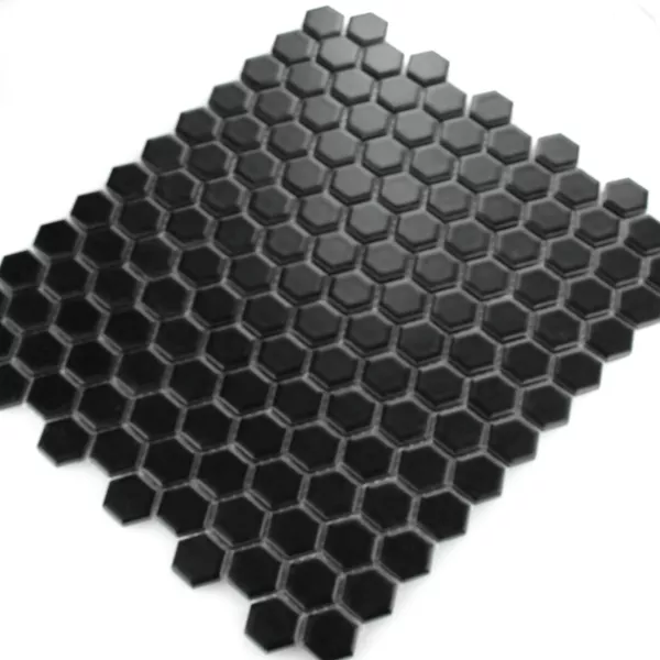 Mosaïque Céramique Hexagon Noir Mat H23