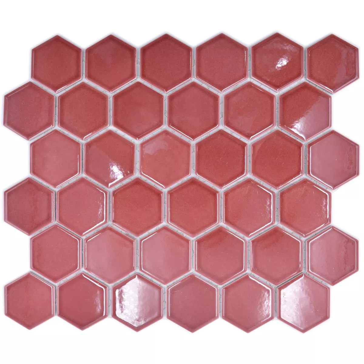 Échantillon de Céramique Mosaïque Salomon Hexagone Bordeaux Rouge H51