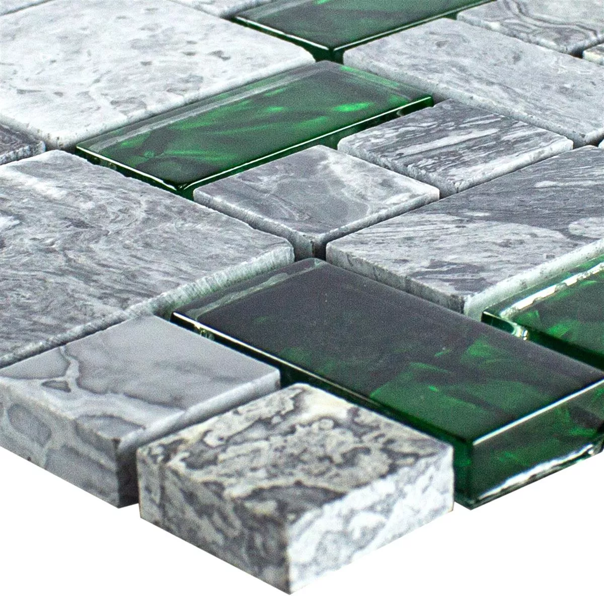Mosaïque Verre Pierre naturelle Carrelage Sinop Gris Vert 2 Mix