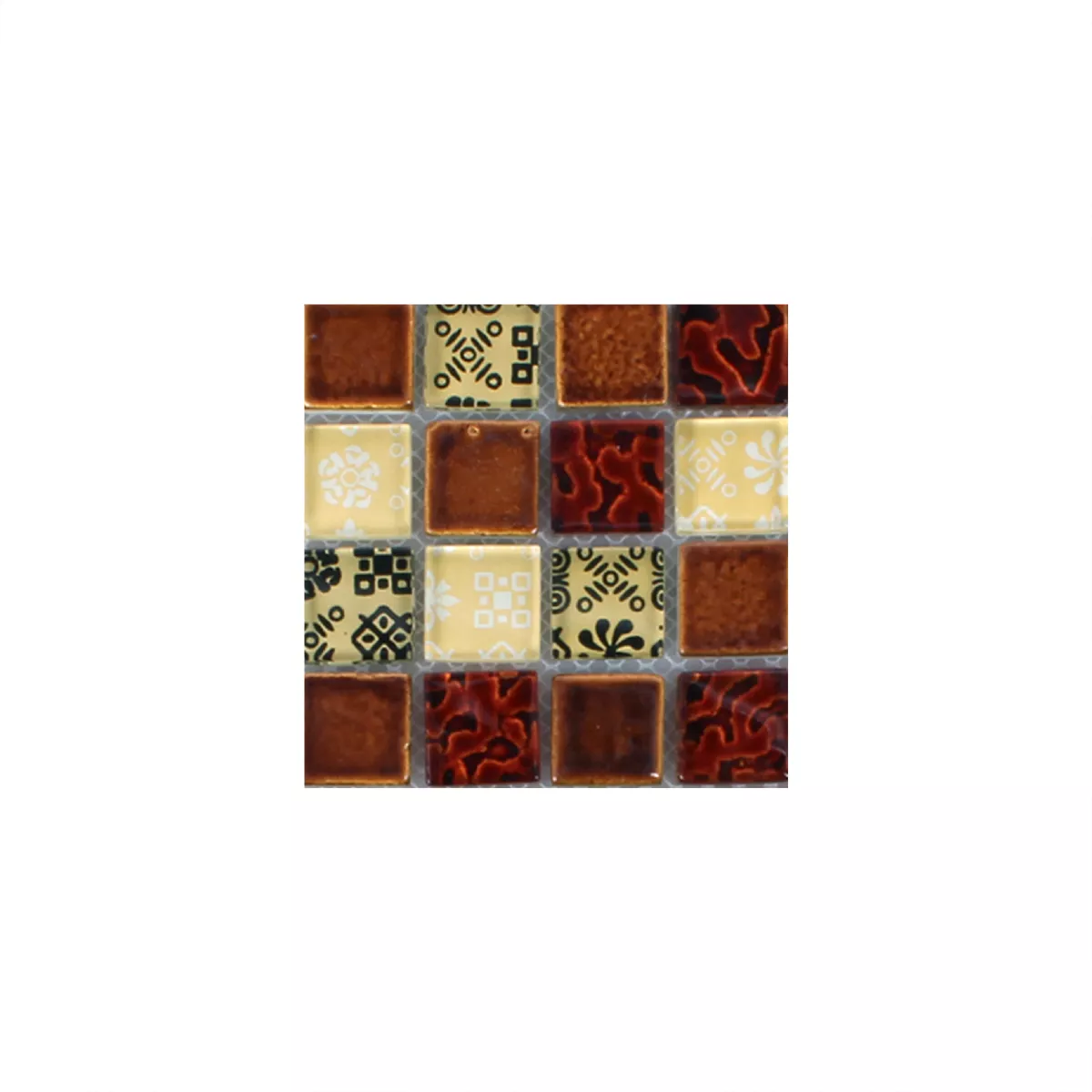 Échantillon Mosaïque Resin Verre Belmont Rouge Beige