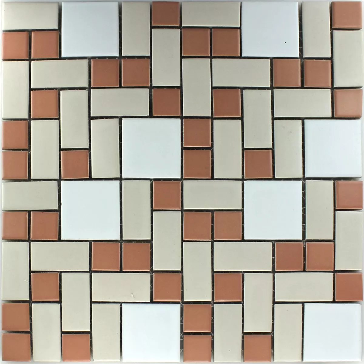 Échantillon Mosaïque Céramique Blanc Beige Terracotta Mix