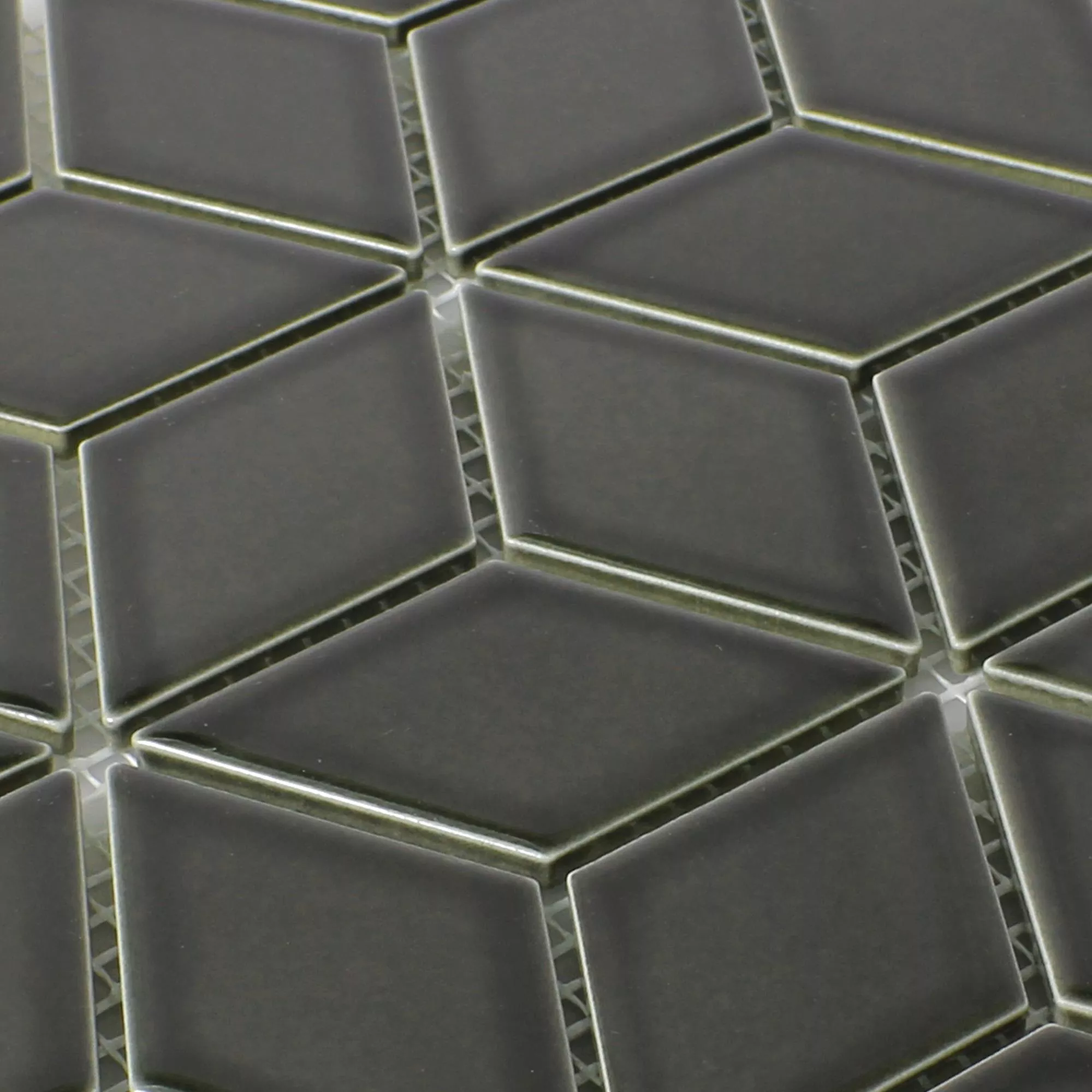 Échantillon Céramique Mosaïque Carrelage Cavalier 3D Cubes Noir Brillant