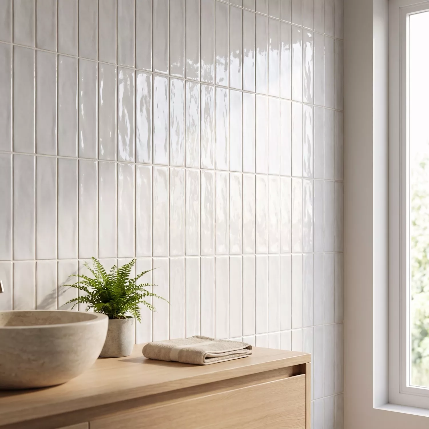 Alcacer Blanc Brillant Rustique 7,5x30 cm Blanco