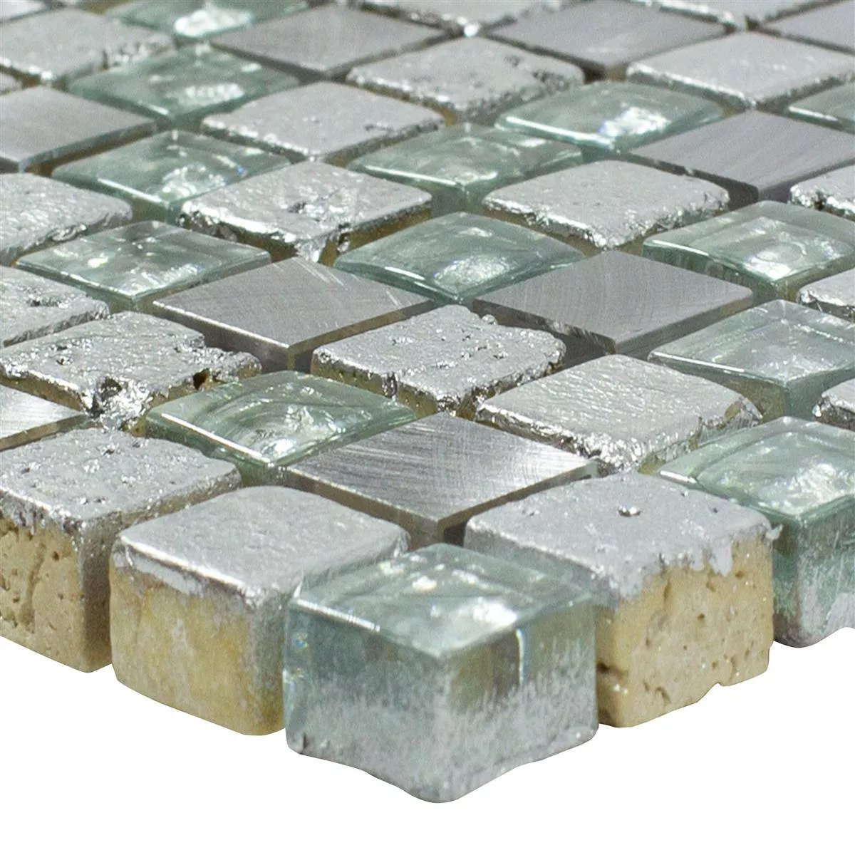 Pierre Naturelle Verre Aluminium Mosaïque Carrelage Stilo Gris Clair Argent Pierre Naturelle Verre Aluminium Mosaïque Carrelage Stilo Gris Clair Argent