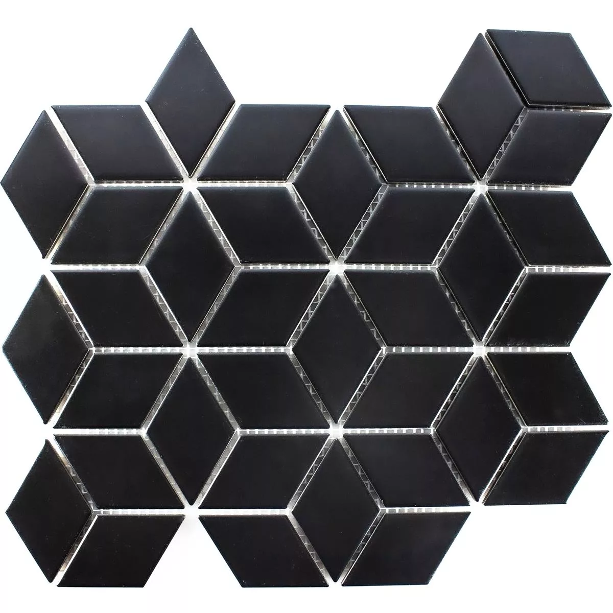 Échantillon Céramique Mosaïque Carrelage Cavalier 3D Cubes Mat Noir