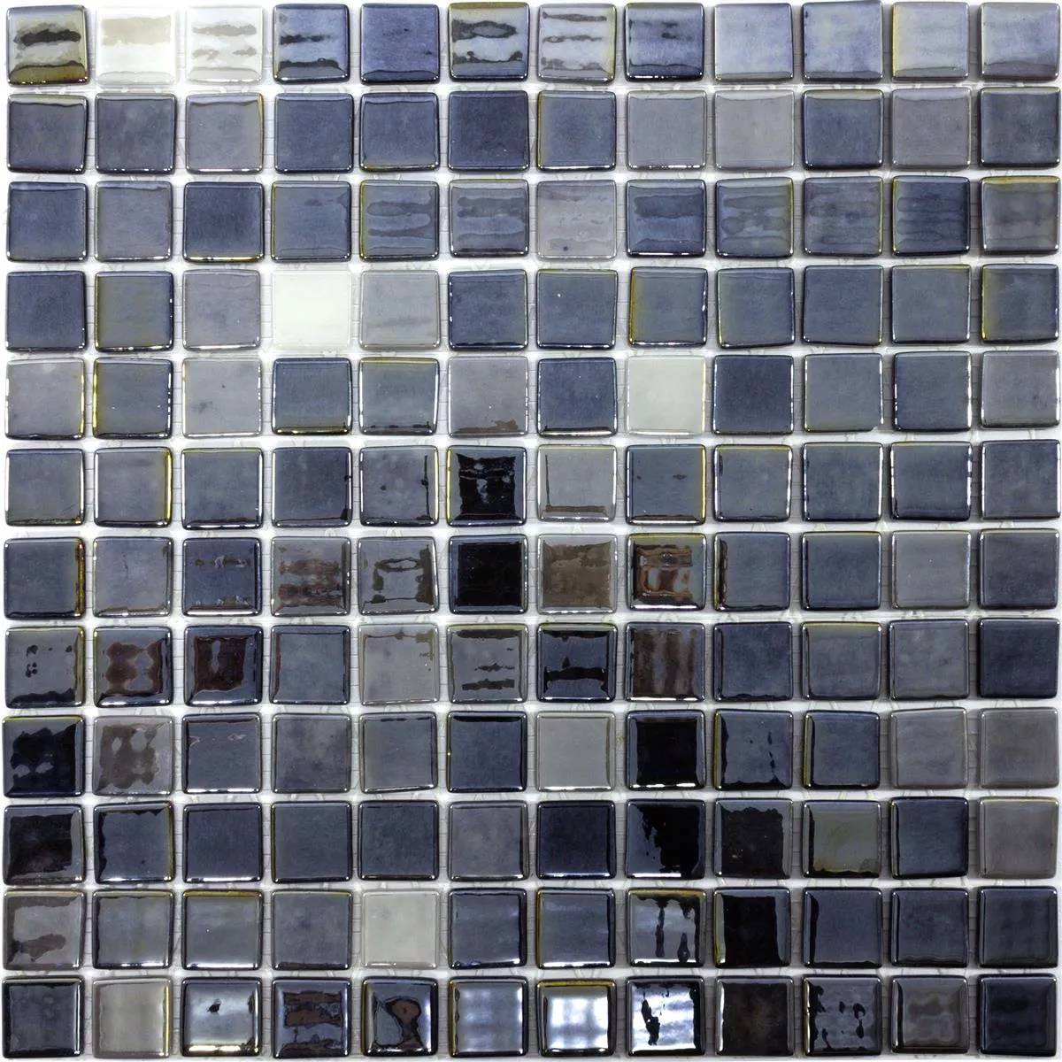 Échantillon Mosaïque En Verre Carrelage Silvertown Anthracite Metallic 25x25mm