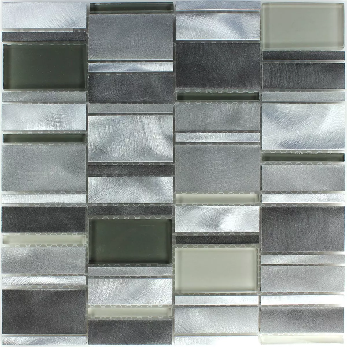 Mosaïque Verre Aluminium Gris Argent