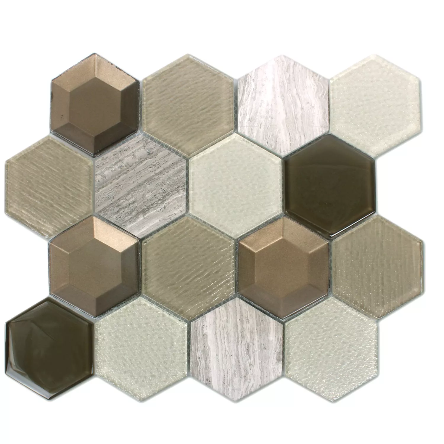 Échantillon Mosaïque Concrete Verre Pierre Naturelle 3D Beige