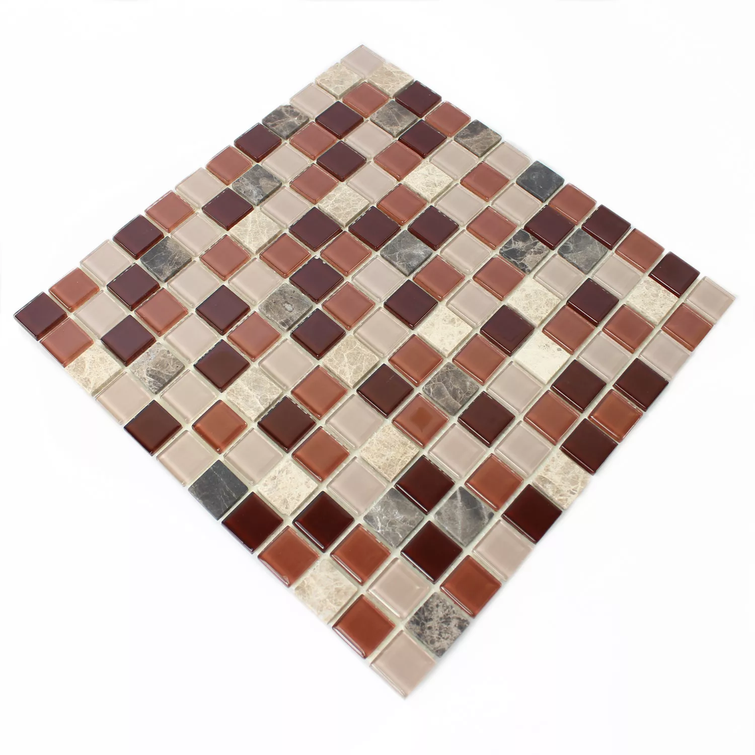 Échantillon Mosaïque Pierre Naturelle Auto Adhésif Beige Brun Emperador