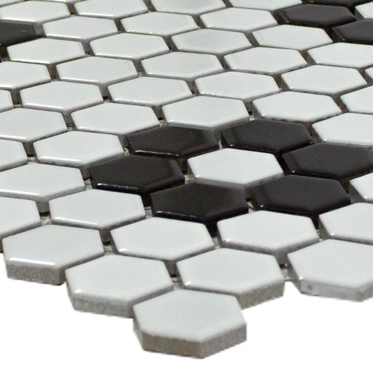 Mosaïque Carrelage Hexagone Osaka Noir Blanc