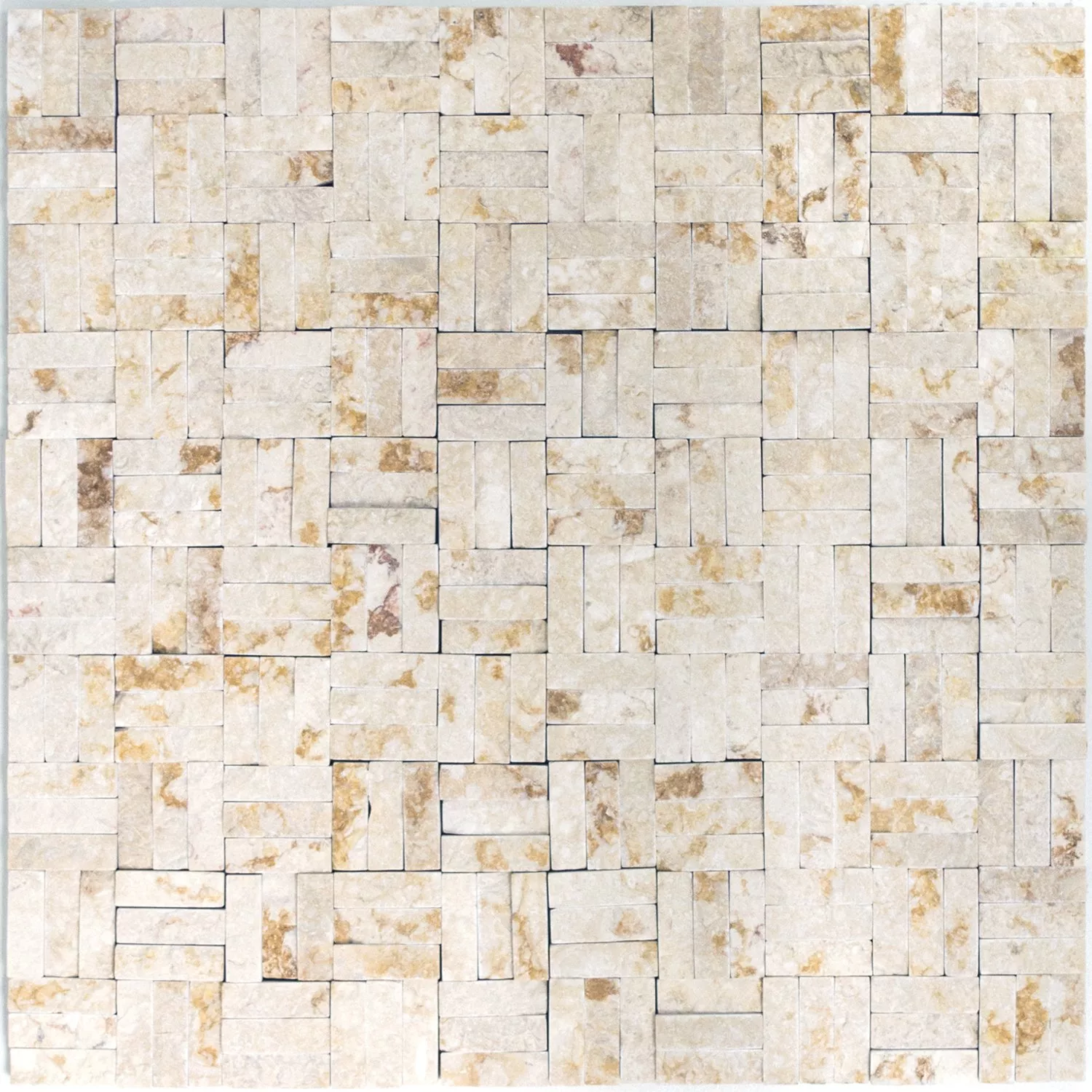 Échantillon Mosaïque Pierre Naturelle Parkett Splitface 3D Beige