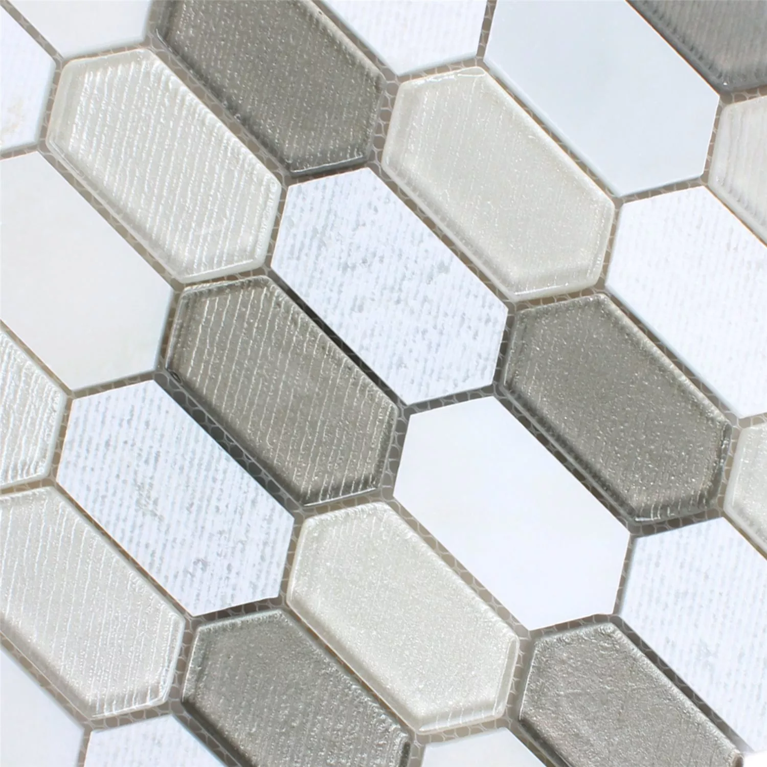 Carrelage Mosaïque Februata Hexagone Blanc Beige Gris