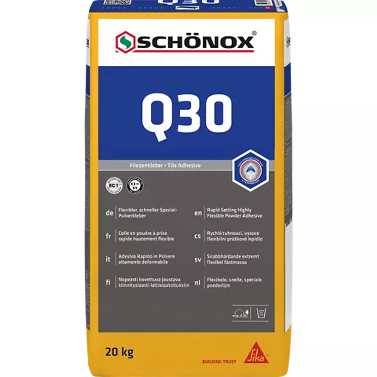 Colle à carrelage Schönox Q30 Colle spéciale en poudre flexible 20 kg