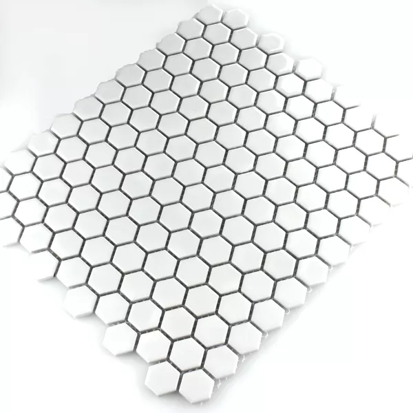 Échantillon Mosaïque Céramique Hexagon Blanc Mat H23