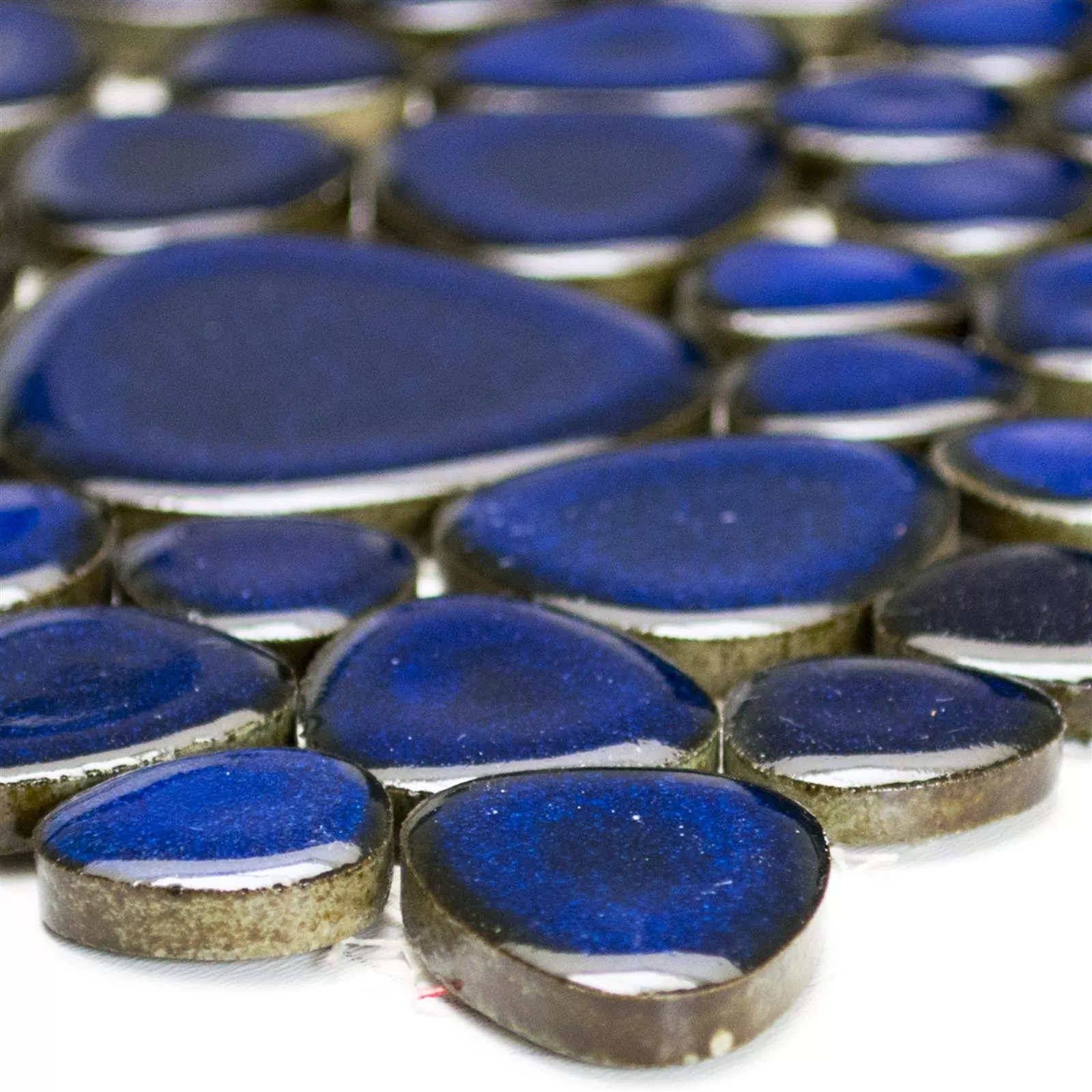 Échantillon Mosaïque Céramique Galets Optique Bleu Foncé