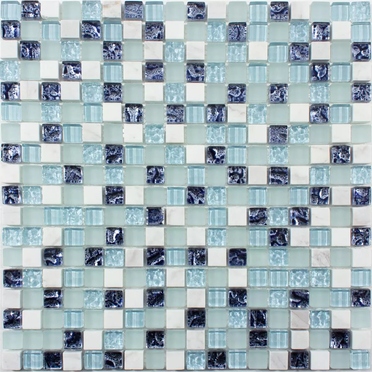 Mosaïque Crédence Cuisine Salle De Bain MOSANI Verre 3D Bleu Gris 30x30cm