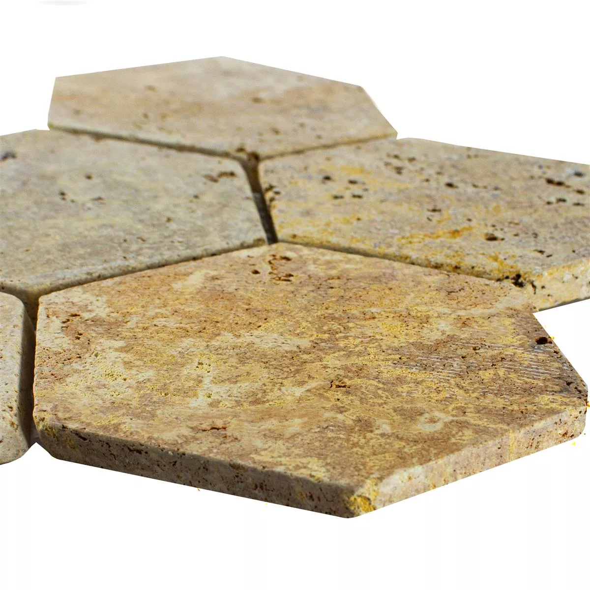 Travertin Pierre Naturelle Mosaïque Carrelage Mercado Hexagone Or Travertin Pierre Naturelle Mosaïque Carrelage Mercado Hexagone Or
