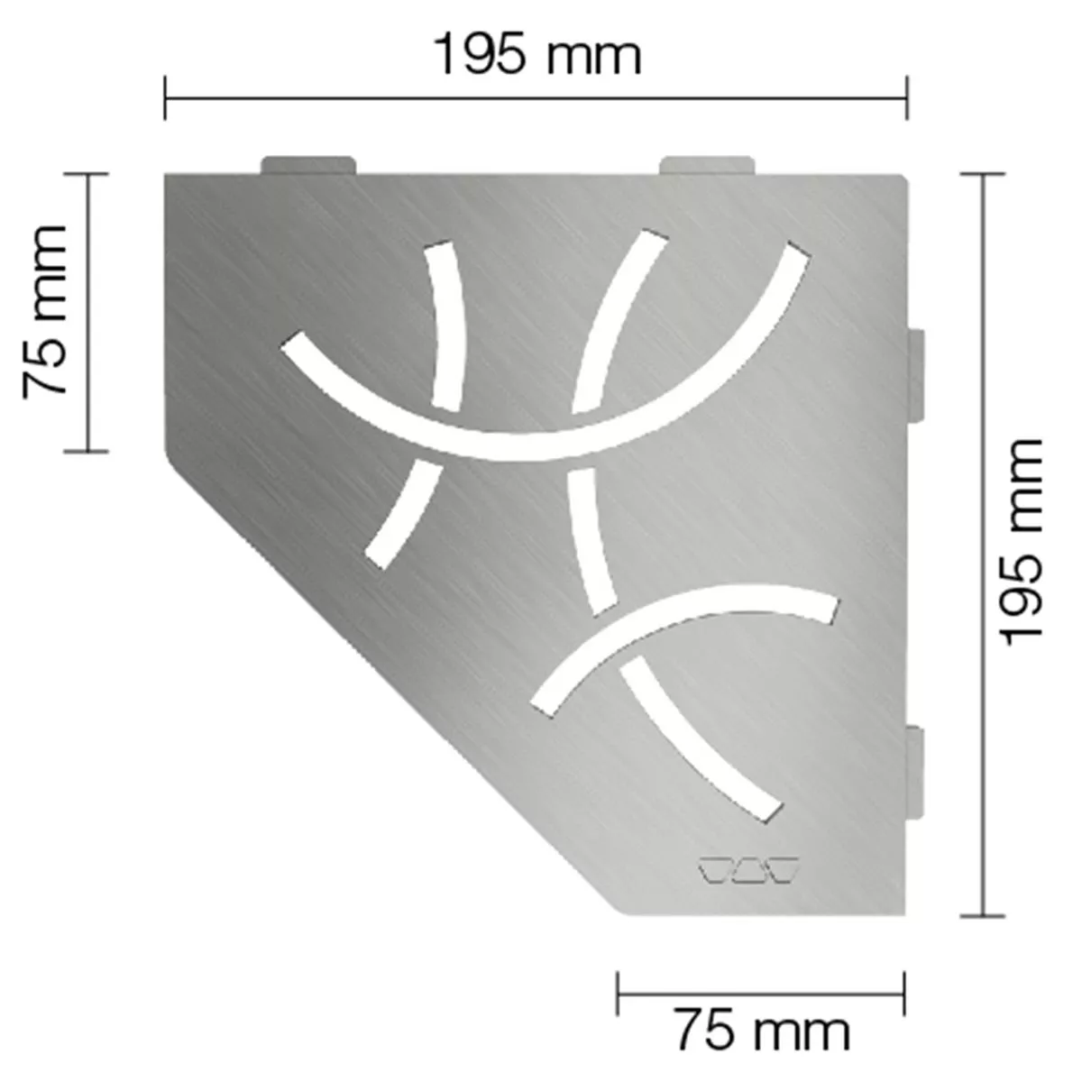 Etagère murale étagère de douche Schlüter 5eck 19,5x19,5cm Curve acier inoxydable