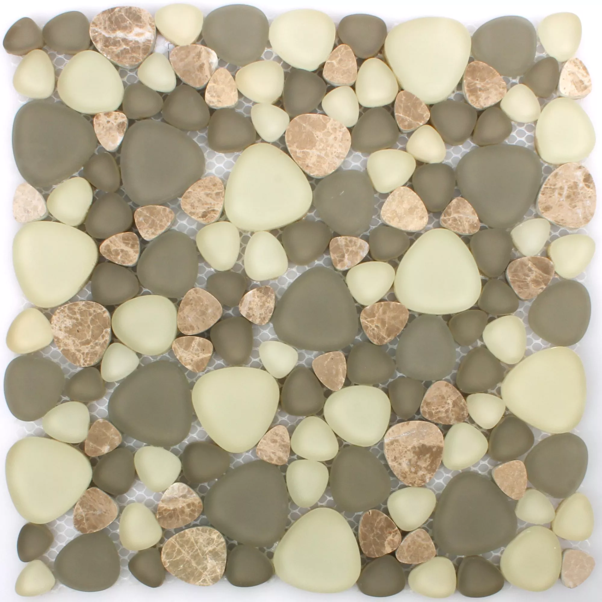 Échantillon Verre Pierre Naturelle Mosaïque Carrelage Kiew Brun Beige