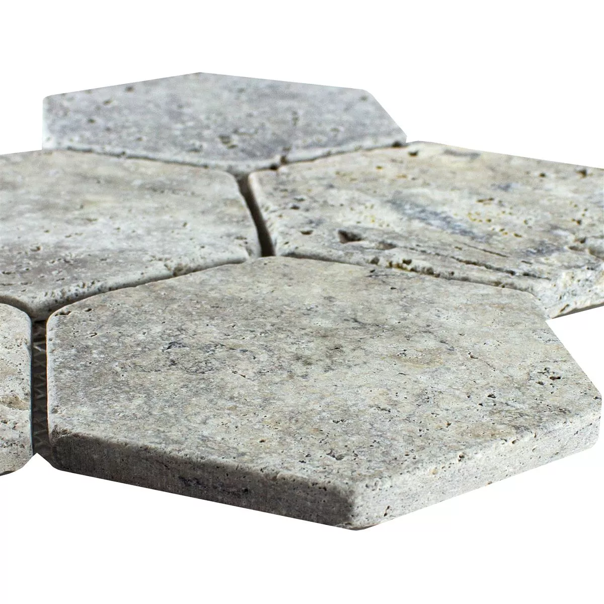 Travertin Pierre Naturelle Mosaïque Carrelage Mercado Hexagone Argent Travertin Pierre Naturelle Mosaïque Carrelage Mercado Hexagone Argent