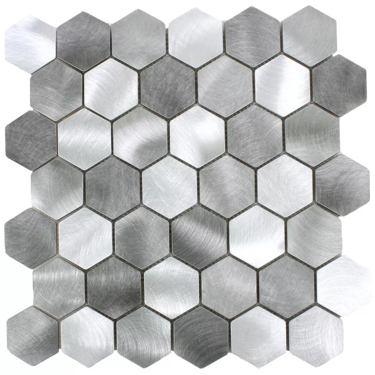 Mosaïque Aluminium Manhatten Hexagone Gris Argent