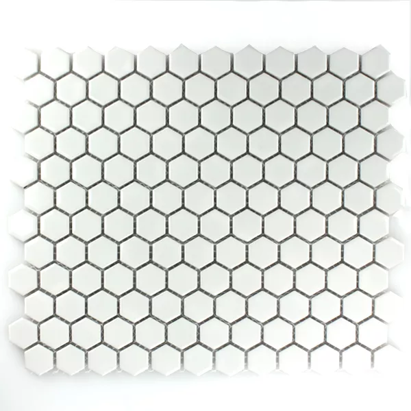 Échantillon Mosaïque Céramique Hexagon Blanc Brillant H23