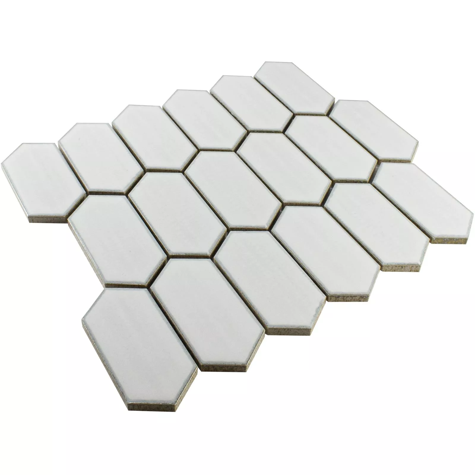 Échantillon Céramique Mosaïque Carrelage McCook Hexagone Long Blanc