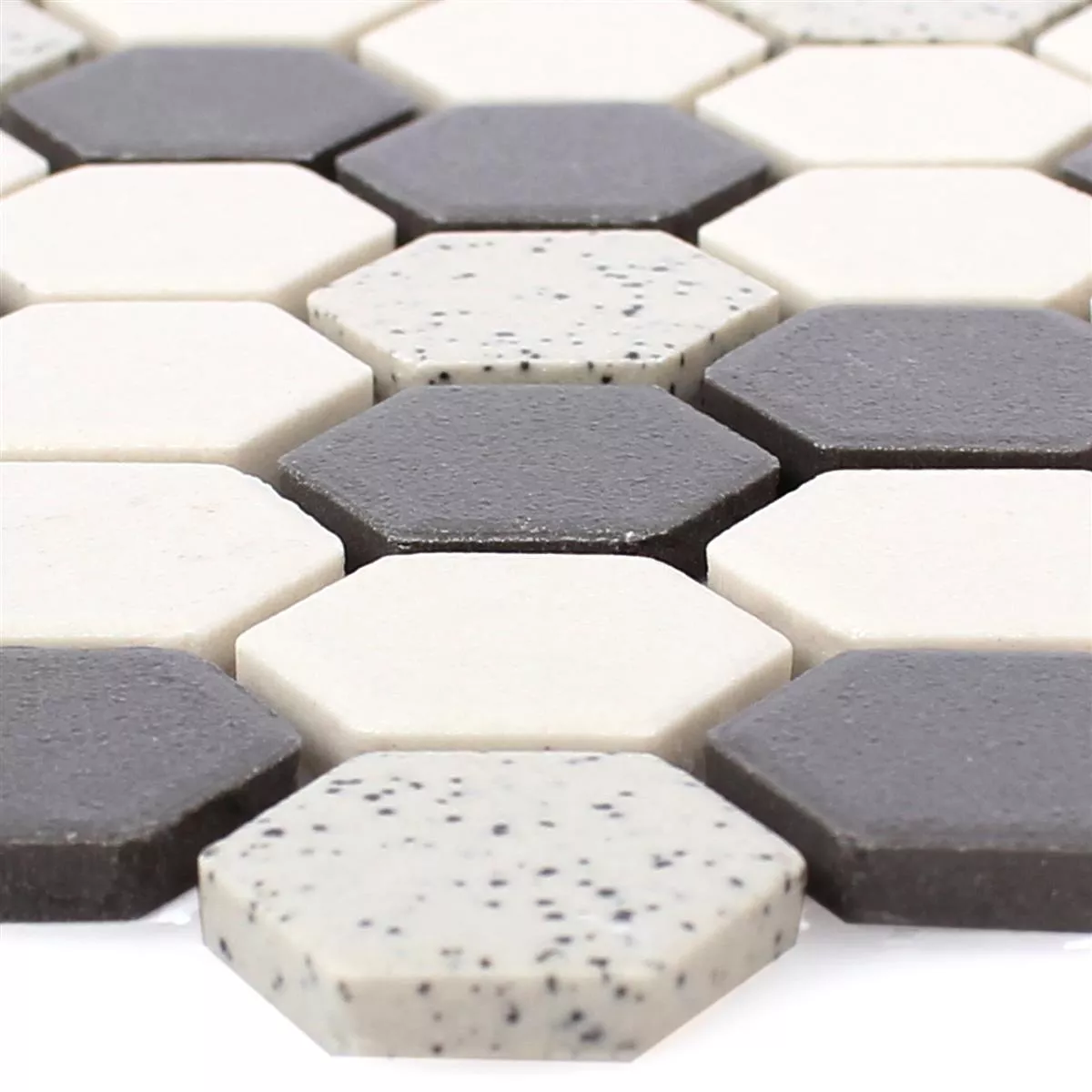 Échantillon Céramique Mosaïque Carrelage Monforte Hexagone Noir Gris