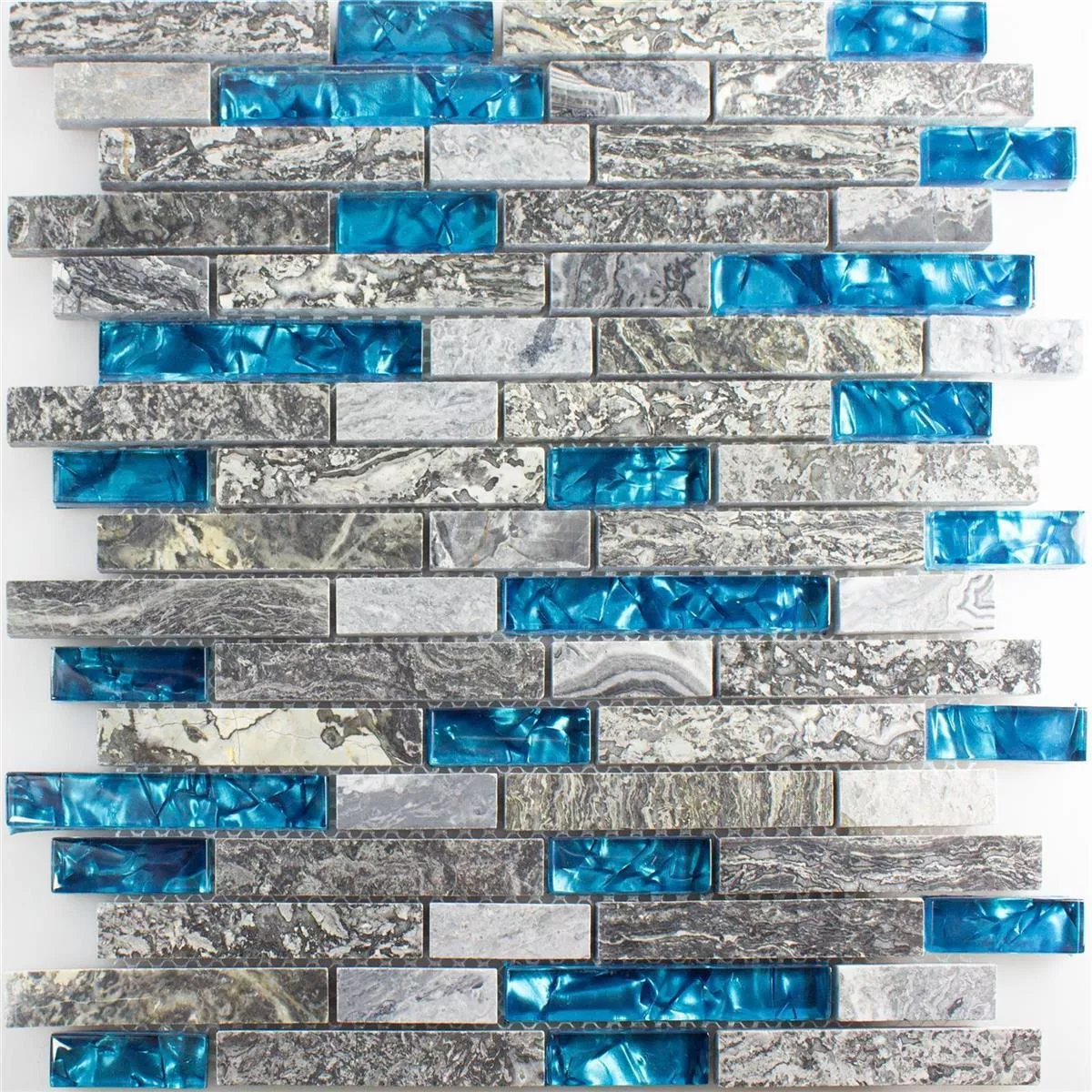 Échantillon Mosaïque En Verre Carreaux En Pierre Naturelle Manavgat Gris Bleu Brick