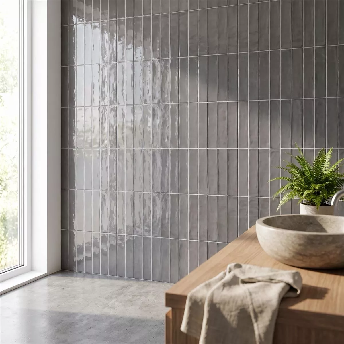 Topkapi Gris Brillant Rustique 10x30 cm Dark Grey
