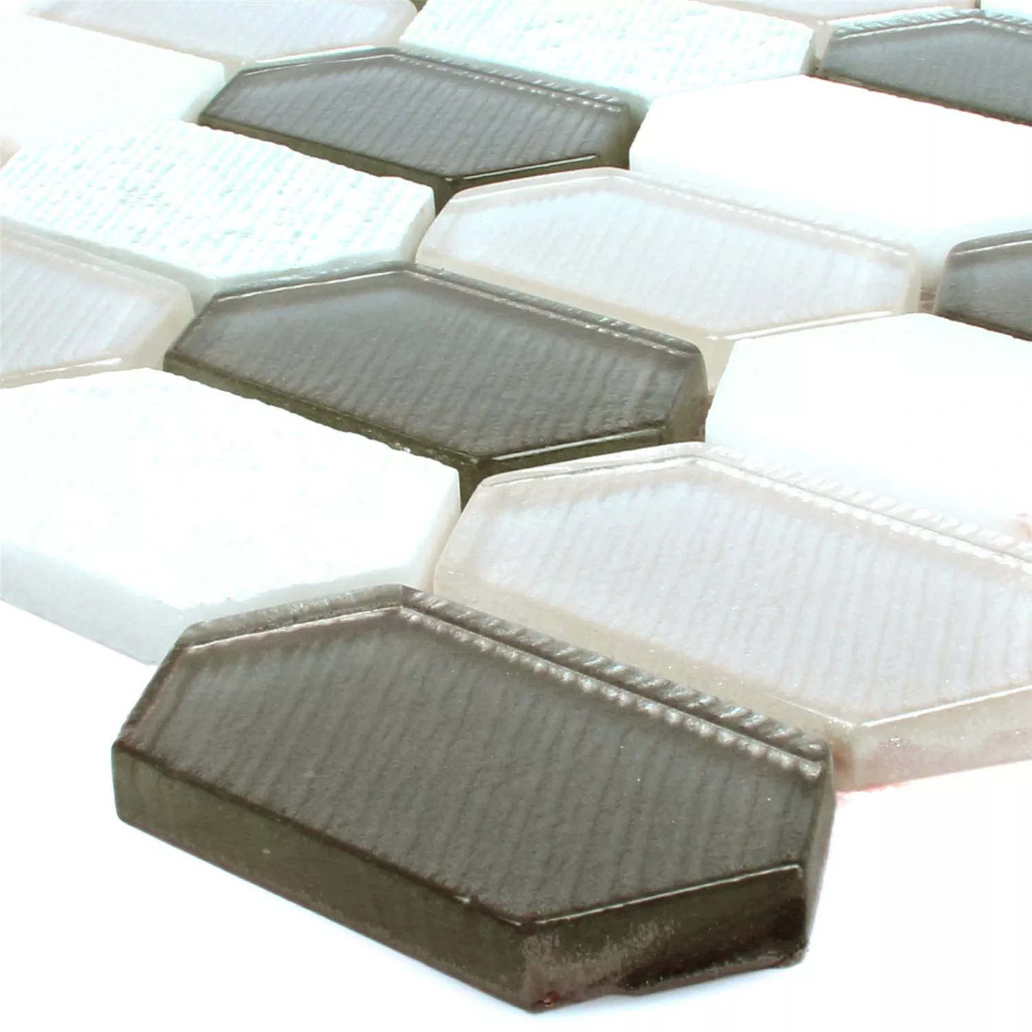 Carrelage Mosaïque Februata Hexagone Blanc Beige Gris