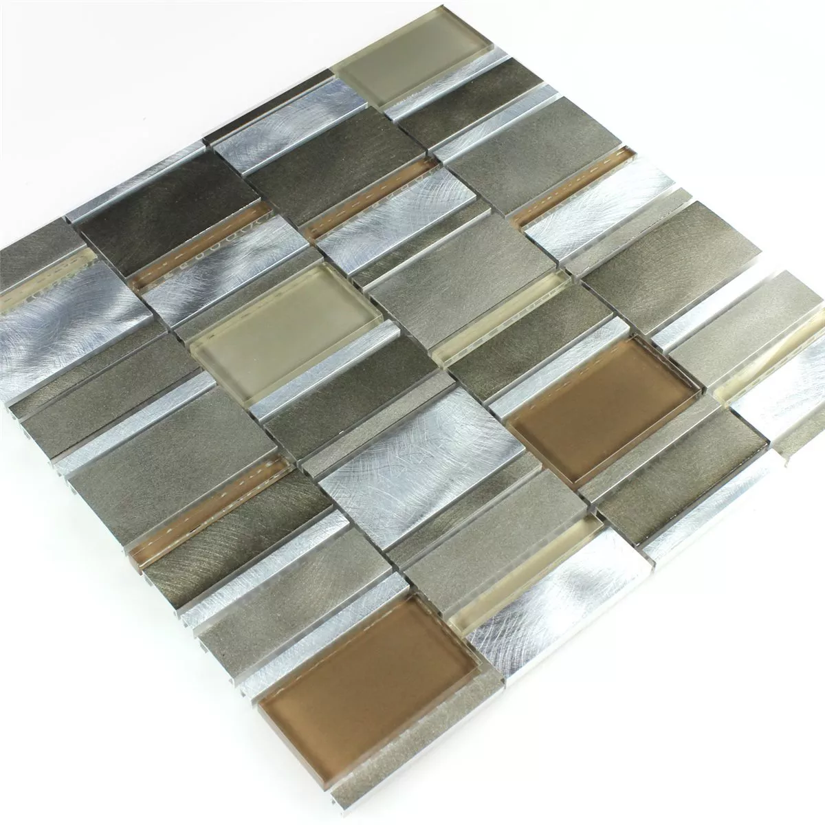 Mosaïque Verre Aluminium Brun Beige