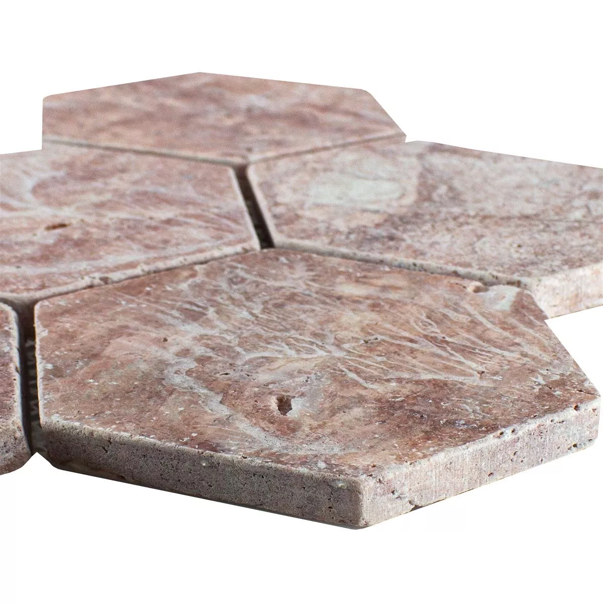 Travertin Pierre Naturelle Mosaïque Carrelage Mercado Hexagone Rouge Travertin Pierre Naturelle Mosaïque Carrelage Mercado Hexagone Rouge