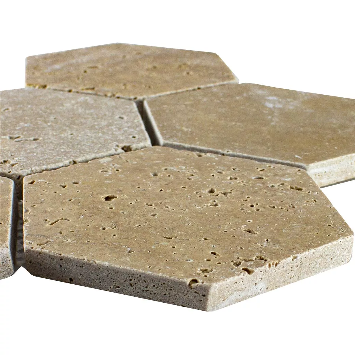 Travertin Pierre Naturelle Mosaïque Carrelage Mercado Hexagone Brun Travertin Pierre Naturelle Mosaïque Carrelage Mercado Hexagone Brun