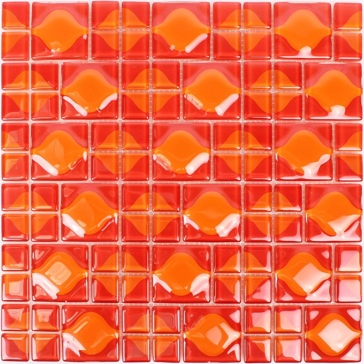 Mosaïque Verre Carrelage Nokta Rouge Orange 3D