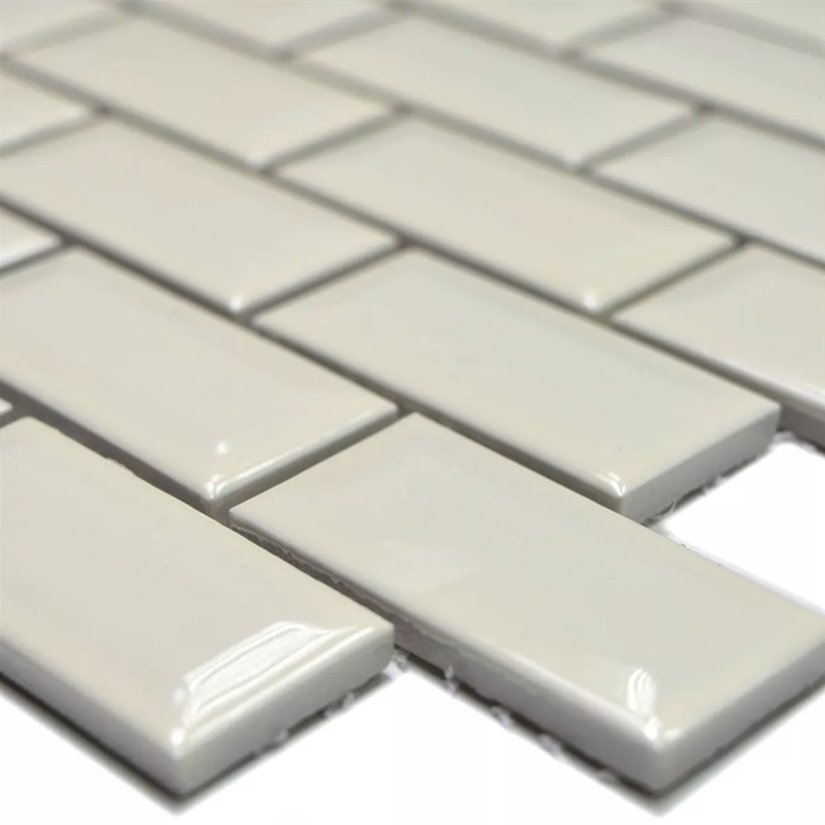 WB26-0102 Carrelage Mosaïque Céramique Mini Métro Blanc - 23x48mm - Feuille 30x30cm
