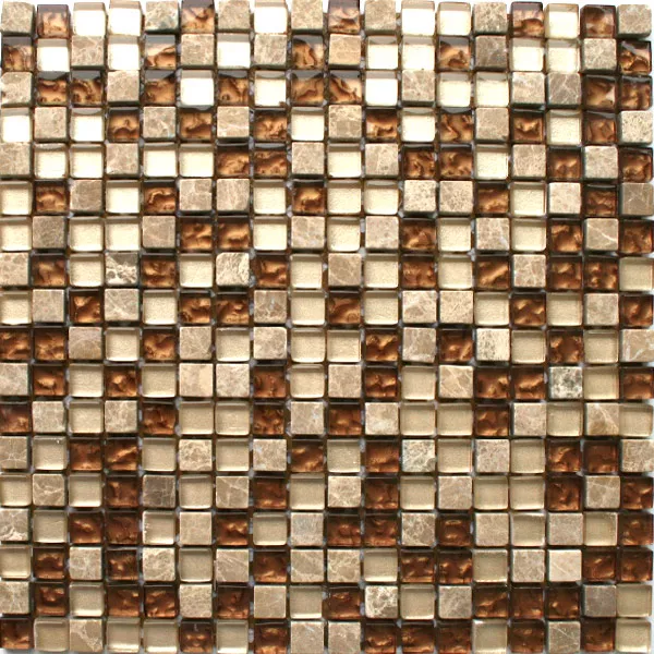 Échantillon Verre Marbré Mosaïque Pierre Naturelle Beige Or